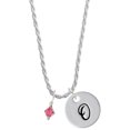thumbnail image 1 of Delight Jewelry Indian Pink Crystal Bicone Silvertone Script Initial Disc - O - Charm Necklace, 20"+3", 1 of 4