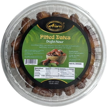 Aiva Tunisian Pitted Dates - All Natural, Fat Free, Deglet Noor Pitted Dates, No Added Sugar 24 oz