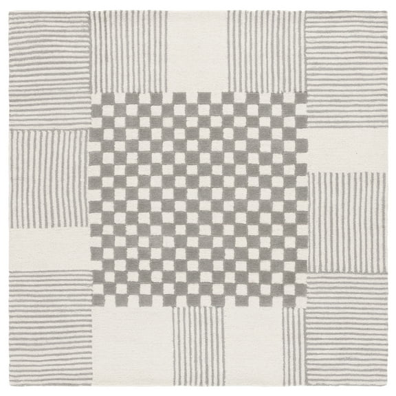 SAFAVIEH Genre Nanette Geometric Area Rug, Gray/Ivory, 6' x 6' Square