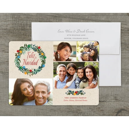 Feliz Poms - Deluxe 5x7 Personalized Holiday Feliz Navidad Card