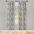 thumbnail image 2 of Ambesonne Retro 4-Panel Curtains, Abstract Mosaic Floral, 56"x63", Grey Turquoise Red, 2 of 4