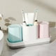 thumbnail image 4 of Organizador de baño | Portacepillos y pasta de dientes con orificios de drenaje | Portavasos de plástico blanco para fregadero, ideal para tazas y artículos de aseo, 4 of 6