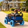 thumbnail image 6 of Jeep 12V Ride on Car with Remote Control/Bluetooth, Jeep Wrangler Rubicon Battery Powered Ride on Truck Toy w/Dual Wheel Suspension, Electric Car for Kids Toddler, Blue, 6 of 8