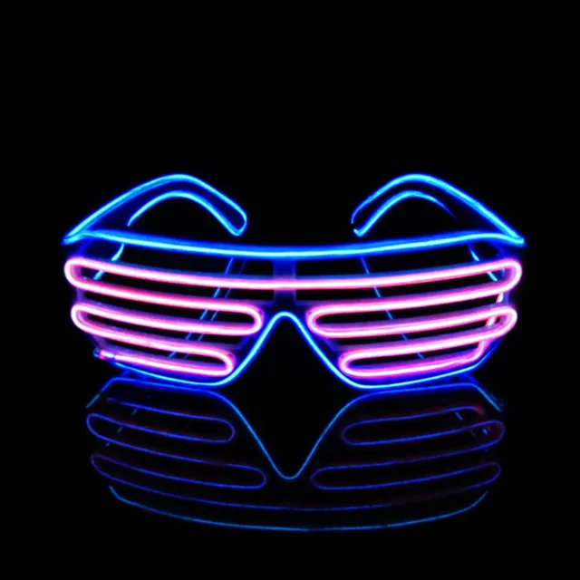 Obturador iluminado intermitente, gafas Rave de neón, gafas de sol LED El Wire, disfraces de DJ brillantes para fiesta, años 80 (azul - rosa)