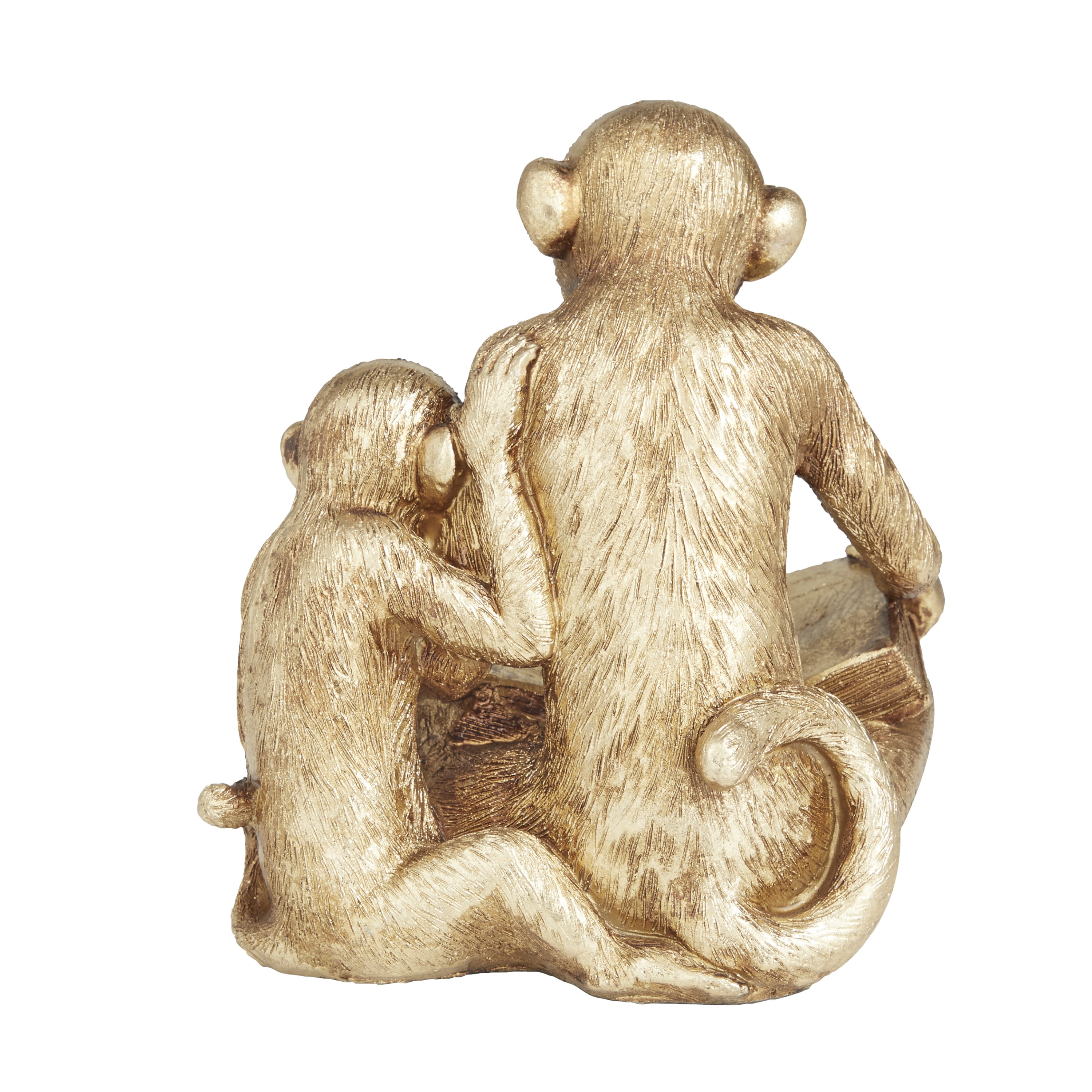 9" x 7" Gold Polystone Monkey Sculpture, by DecMode