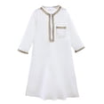thumbnail image 3 of Boys Thobe Embroidered Jumpsuit Long Sleeve Casual Romper with Pockets Traditional Muslim Thobe Robe Kids White 2 Years-3 Years, 3 of 7