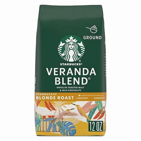 Starbucks Ground Coffee, Starbucks Blonde Roast Coffee, Veranda Blend, 100% Arabica, 1 Bag (12 Oz)
