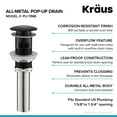 thumbnail image 3 of Kraus  PU-11 Pop-Up Drain w Overflow, Bathroom Sink, Chrome, Nickel, 3 of 5