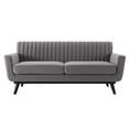 thumbnail image 4 of Tufted Loveseat Sofa, Velvet, Grey Gray, Modern Contemporary Urban Design, Living Lounge Room Hotel Lobby Hospitality, 4 of 7