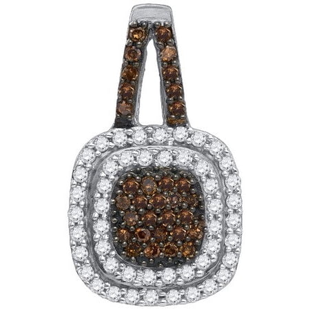 10K White Gold 0.51ctw Glamorous Brown Diamond Fashion Layer Cushion Pendant