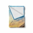 thumbnail image 2 of Summer Soft Flannel Fleece Throw Blanket, Sandy Beach with Vivid Sunrise Paradise Relaxation Tropical Holiday Place Picture, Cozy Plush for Indoor and Outdoor Use, 70" x 90", Tan Blue, by Ambesonne, 2 of 6