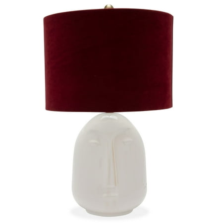 The Forgotten Era Ceramic Face Lamp With Venetian Wine Velvet Shade By Drew Barrymore Flower Home