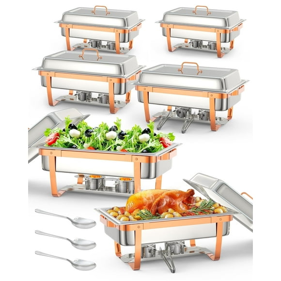 Garvee Chafing Dish for Buffet Set, 8 Qt, Disposable, 201 Stainless Steel, 6 Packs Chafers and Buffet Warmers Sets