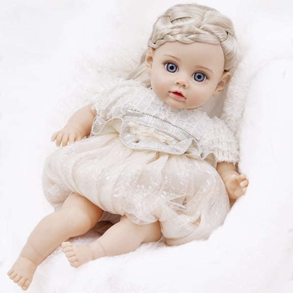 bxhwj 14-Inch Realistic Baby Doll, Safe Elastomer Material, Soft, Lifelike Facial Features, Weighted for Real Sensation, Ideal Gift for Children Aged 3 , Easy to Maintain