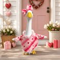 thumbnail image 2 of Aurorax Valentine's Day Porch Goose Outfit 23"/19 inch/17in,Goose Clothes for Cement Goose Porch Goose,Holiday Plaid Heart Lace Dress Pink Porch Goose Clothing Accessories for Yard Outdoor Garden, 2 of 9