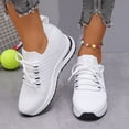 thumbnail image 2 of Rokment Womens Walking Non Slip Work Shoes with Hidden Wedges Breathable Mesh Lace up Platform Chunky High Heels Slip on Nurses Nursing Tennis Fashion Sneakers White Size 8, 2 of 7