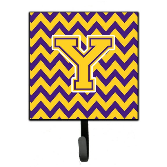 Carolines Treasures CJ1041-YSH4 Letter Y Chevron Purple and Gold Leash or Key Holder Single Hook multicolor