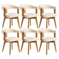 thumbnail image 5 of EYYTHUNG Swivel Dining Chairs Set of 6,Upholstered Chenille Dining Chairs with Arms and Wood Legs,Mid Century Modern Kitchen Chairs, Beige and Dark Oak, 5 of 7