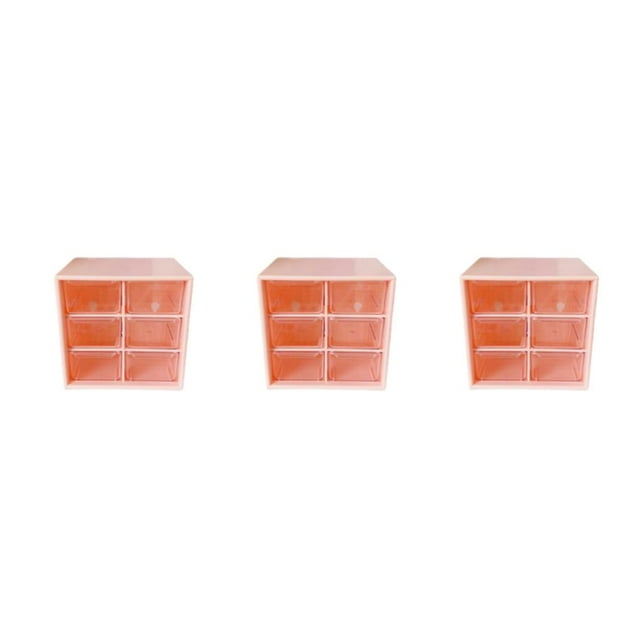 Baohd Excellent Materials - Eco-Friendly Desktop Storage Box With Clear Drawers Jiugongge Storage Drawer pink Six Palaces Grid 3Set
