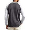thumbnail image 4 of Garbnen S-4XL Men Long Sleeve Shirts Crew Neck Raglan Shirt Casual Basic Relaxed Fit Color Block Fall Winter Mens Big and Tall Shirts Gray 4XL, 4 of 4