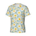 thumbnail image 5 of Vsdgher Daisies Flowers Print Men's Dry Fit Mesh Athletic Shirts Moisture Wicking Tennis T-Shirt Tops, 5 of 9