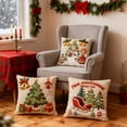 thumbnail image 6 of Cinvoph 18"x18" 3pcs Embroidered Christmas Throw Pillow Covers Linen Festive Xmas New Year Holiday Decorative Pillow Cases for Couch Sofa Bed Chair Living Room Winter Home Decoration, 6 of 7