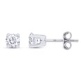 thumbnail image 2 of 1/5 ct.t.w Each 3MM Round Cut Lab Created Moissanite Diamond 4-Prong Solitaire Stud Earrings In 18K White Gold Over Sterling Silver (DF Color, VVS1 Clarity, 0.20 Cttw), 2 of 4