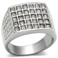 thumbnail image 1 of Men High Polished Stainless Steel Ring with Top Grade Crystal in Clear - Size 12, 1 of 1