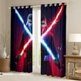 thumbnail image 2 of jejeloiu Modern Cool Lightsaber Black Out Curtains,Cartoon Light Sword Curtains Pack of 2 (42x63 Each),Neon Red Blue Bedroom Curtains For Boys Kids,Breathable Home Decor, 2 of 6