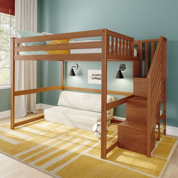 Classic Full High Loft   Staircase, Pecan