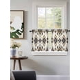 thumbnail image 3 of Boho Black Brown Tier Curtains 36 Inch Length,Sheer Curtains for Bedroom Living Room Window Geometric Southwestern Ethnic Retro Rod Pocket Drapes Kitchen Curtains Small Half Window 27.5"x36" 2 Panels, 3 of 6