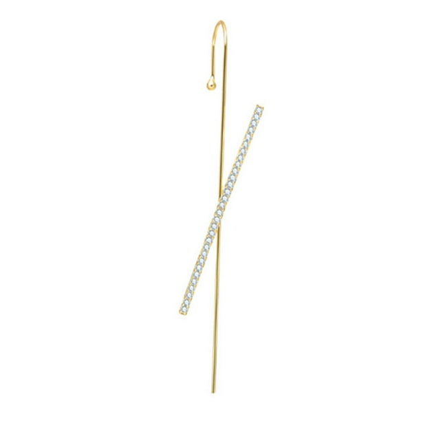 Jumpingount Ear Cuffs Cross Rhinestone Oro Plata Pendiente Ganchos Adornos Pinch Perforado Pendientes Gancho para la oreja para accesorios de boda Ropa, zapatos y accesorios Miscelánea Oro