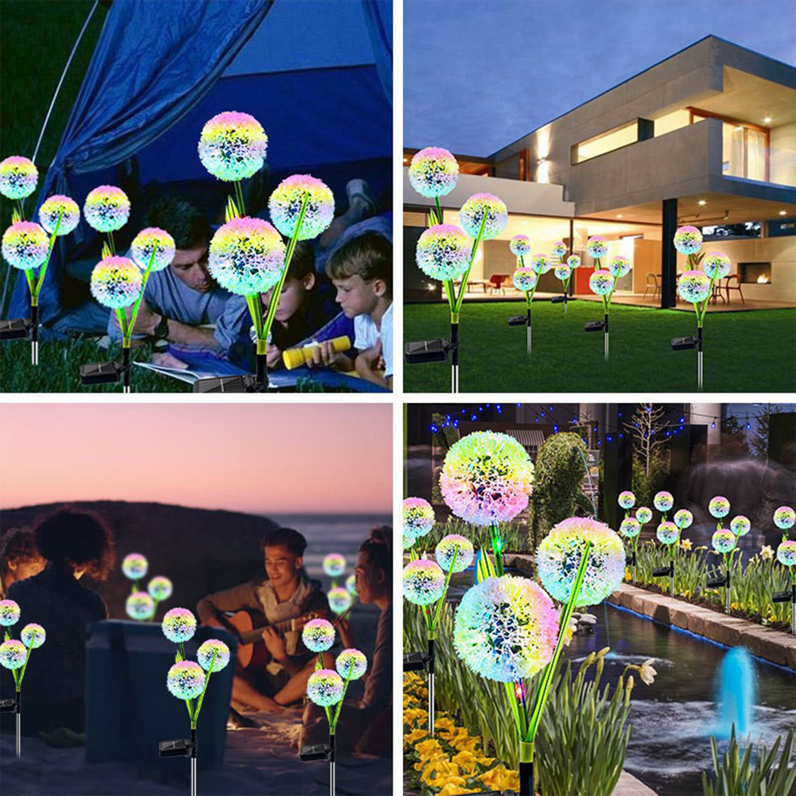 BVXEEP Solar Lights Outdoor, 2 Pack Solar Powered Dand-Elion Solar Led Lights Outdoor Led Lamps for Garden Backyard-Wn Land-Scape Decoration Illuminations