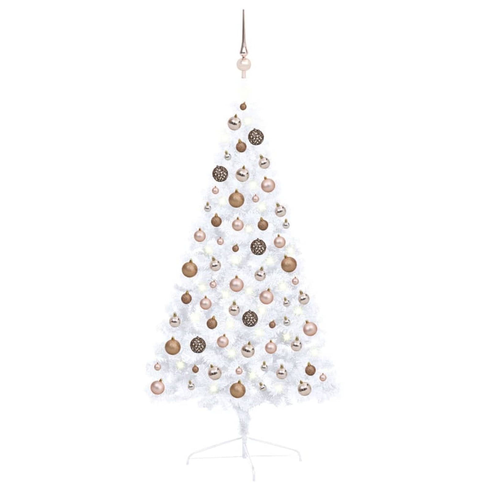 Dcenta Artificial Half Christmas Tree with LEDs&Ball Set White 47.2