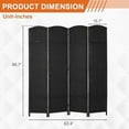 thumbnail image 2 of 4 Panel Room Divider Freestanding Partition Room Dividers and Folding Privacy Screens Indoor and Outdoor Wood Frame Partition Waterproof Wall Divider Metal Hinge, Black, 2 of 7