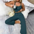 thumbnail image 6 of Hugcore Tank Top and Pants Pajama Set, Women's 2 Piece Pajama Set Sleeveless Cami Top and Long Pants Sleepwear Lounge Sets Cute Pajamas for Women Blackish Green S, 6 of 7