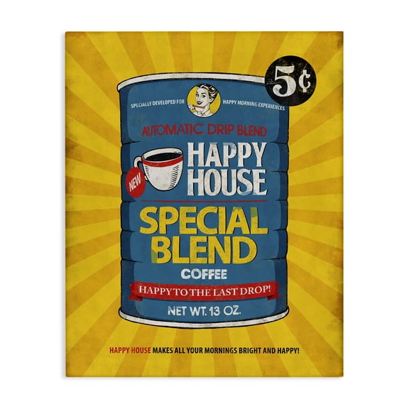 Stupell Industries Eclectic Happy House Coffee Vintage Comic Book Design Canvas Art, 16 x 20, by Estera Kecek