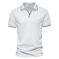 thumbnail image 2 of Nnhblu Men Polyester Short Sleeve V-Neck Casual Casual Shirts White XXL, 2 of 3