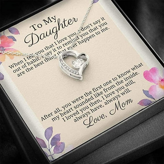 Daughters Birthday Gift with Message Card, Valentines Gifts for Daughter Necklace for Women, Adults Size