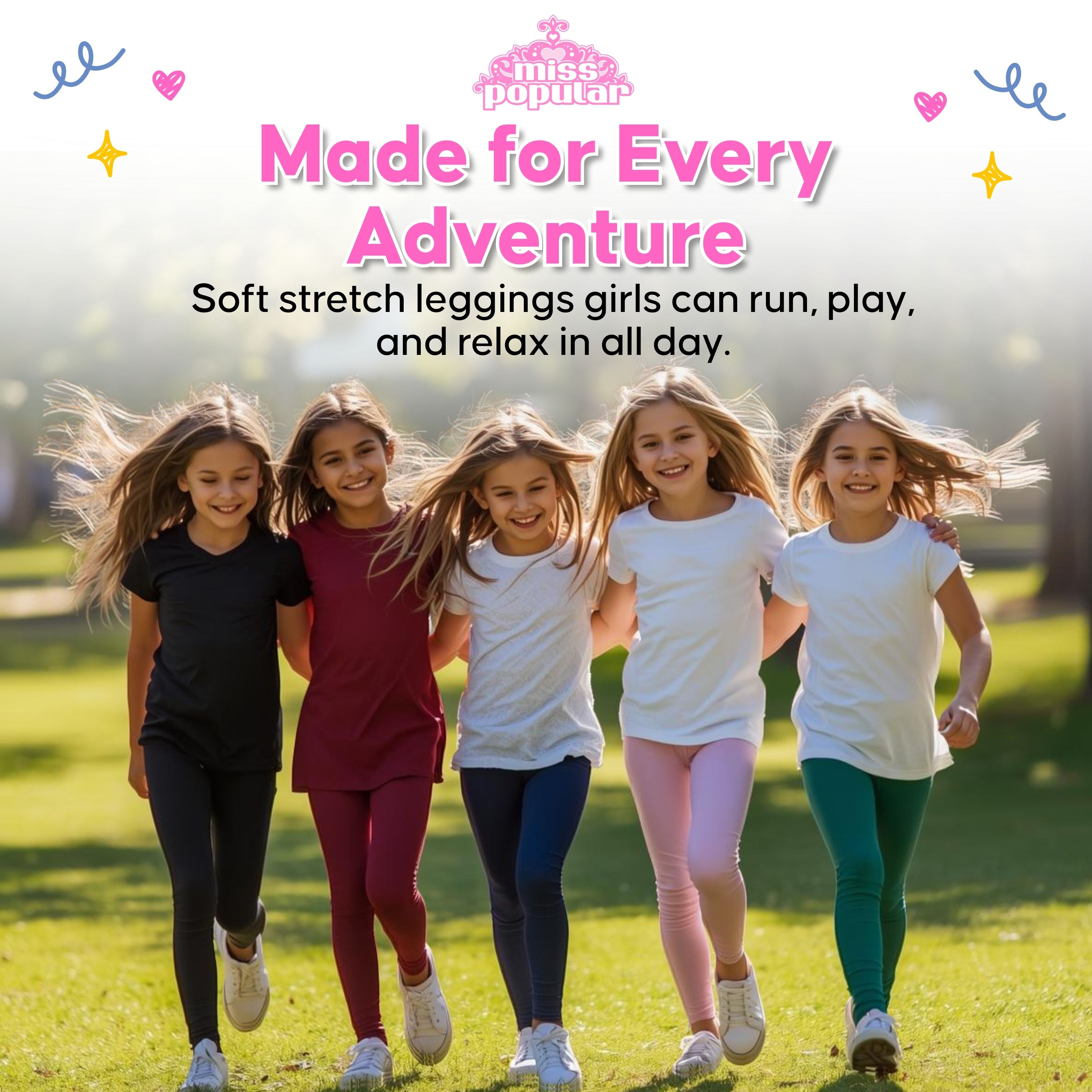 Miss Popular Girls 5-Pack Leggings Cotton Spandex Sizes 4-16 photo 3