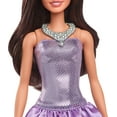 thumbnail image 4 of Barbie Fashionistas Doll #234 with Brown Hair, Wearing Sequined Purple Bubble Dress with Satiny Skirt, Silvery Necklace and Heels, 4 of 5