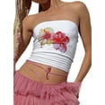 thumbnail image 1 of Mialoley Women Tube Tops Flower Print Boat Neck Strapless Tops Tank Tops Summer Backless Bandeau Shirts, 1 of 9