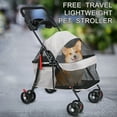 thumbnail image 4 of Fompes Pet Stroller up to 22 lbs, 4 Wheels Folding Portable Travel Cat Dog Stroller with Cup Holder, Breathable and Visible Mesh for Medium Small Dog, Grey, 4 of 15