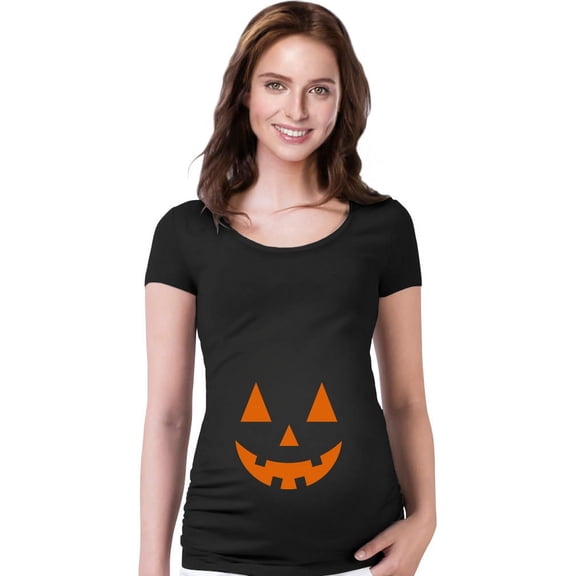 JACK O' LANTERN Pumpkin Smuggler Halloween Pregnancy Mom To Be Maternity Shirt Large Black