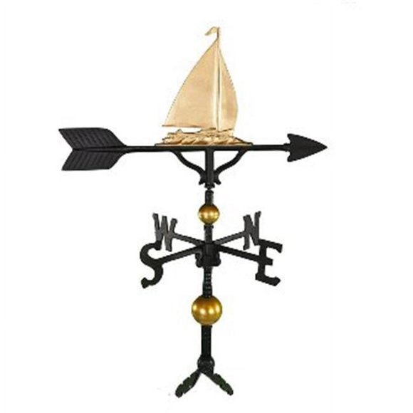 Montague Metal Products WV-371-GB 300 Series 32 In. Deluxe Gold Sailboat Weathervane