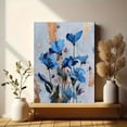 thumbnail image 6 of Blue Poppy Textured Impasto Oil Painting Canvas Print, Floral Wall Art for Living Room Bedroom Dining Room Hallway Office Bathroom, 6 of 8
