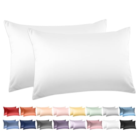 Cotton Pillow Cases Standard Size Set of 2, 600 Thread Count Pillowcases, Envelope Closure Pillow Covers, 20x26 Inches, Hotel Quality Pillowcases, White