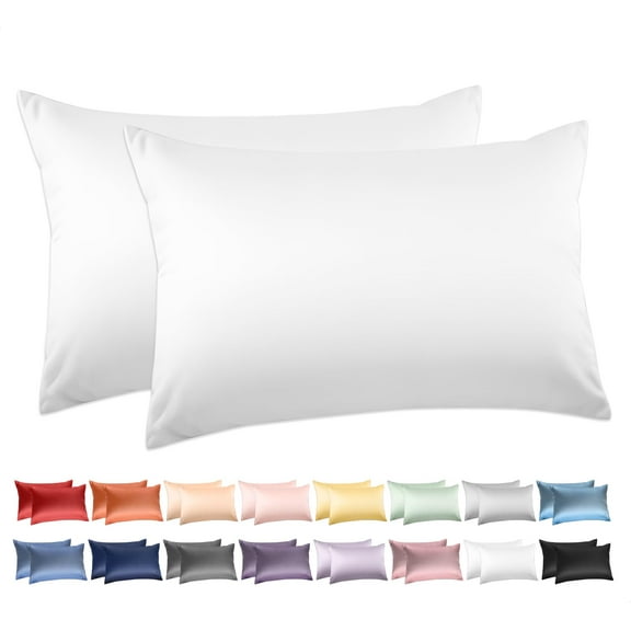 Cotton Pillow Cases Standard Size Set of 2, 600 Thread Count Pillowcases, Envelope Closure Pillow Covers, 20x26 Inches, Hotel Quality Pillowcases, White