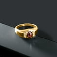 thumbnail image 3 of Gem Stone King Oval Ring for Men Gemstone Birthstone and White Created Sapphire 18K Yellow Gold Plated Silver | 8X6MM Center with 1.25MM Accents | Sizes 7-13, 3 of 6