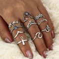 thumbnail image 2 of Rings for Women Womens 10Pcs/Set Vintage Silver Stack Above Knuckle Blue Set Ring, 2 of 4